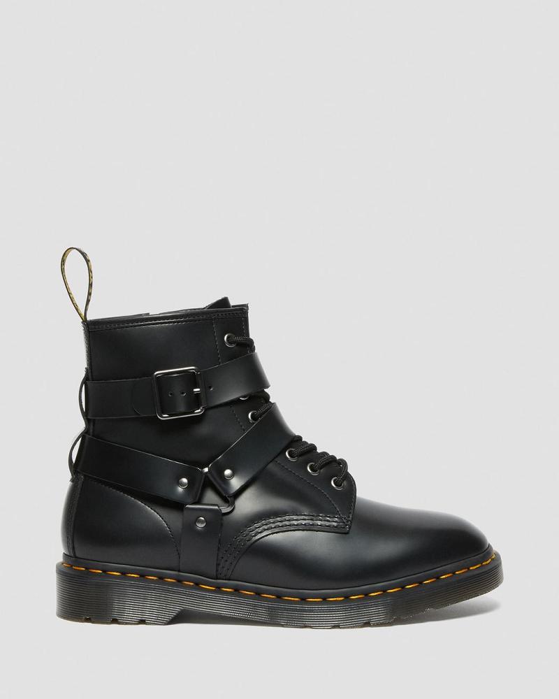 Black Men's Dr Martens Cristofor Leather Harness Lace Up Boots | CA 541KOR